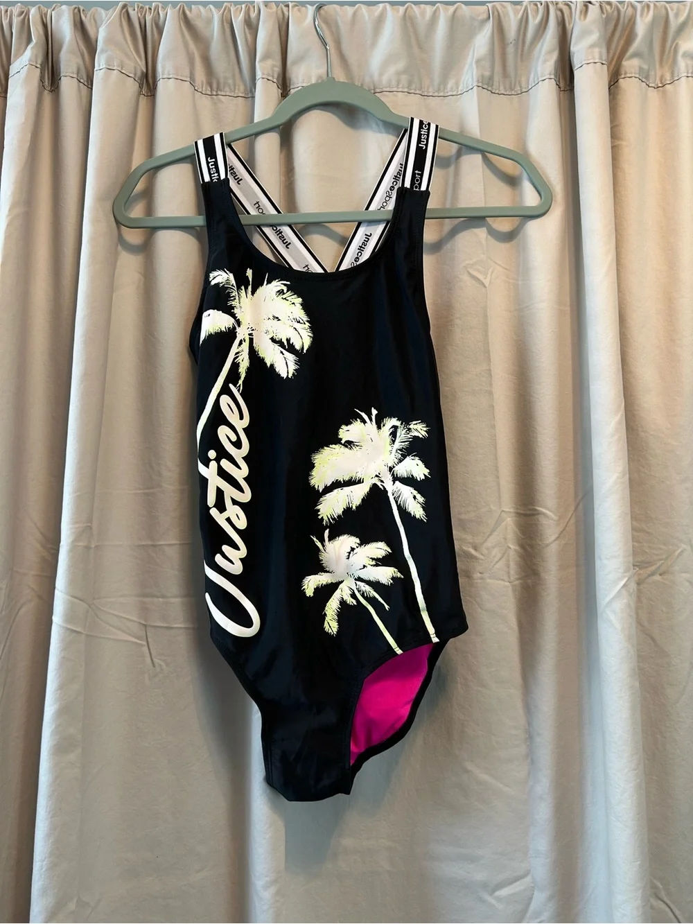 Justice Hot Pink Swimsuit Lined One-Piece